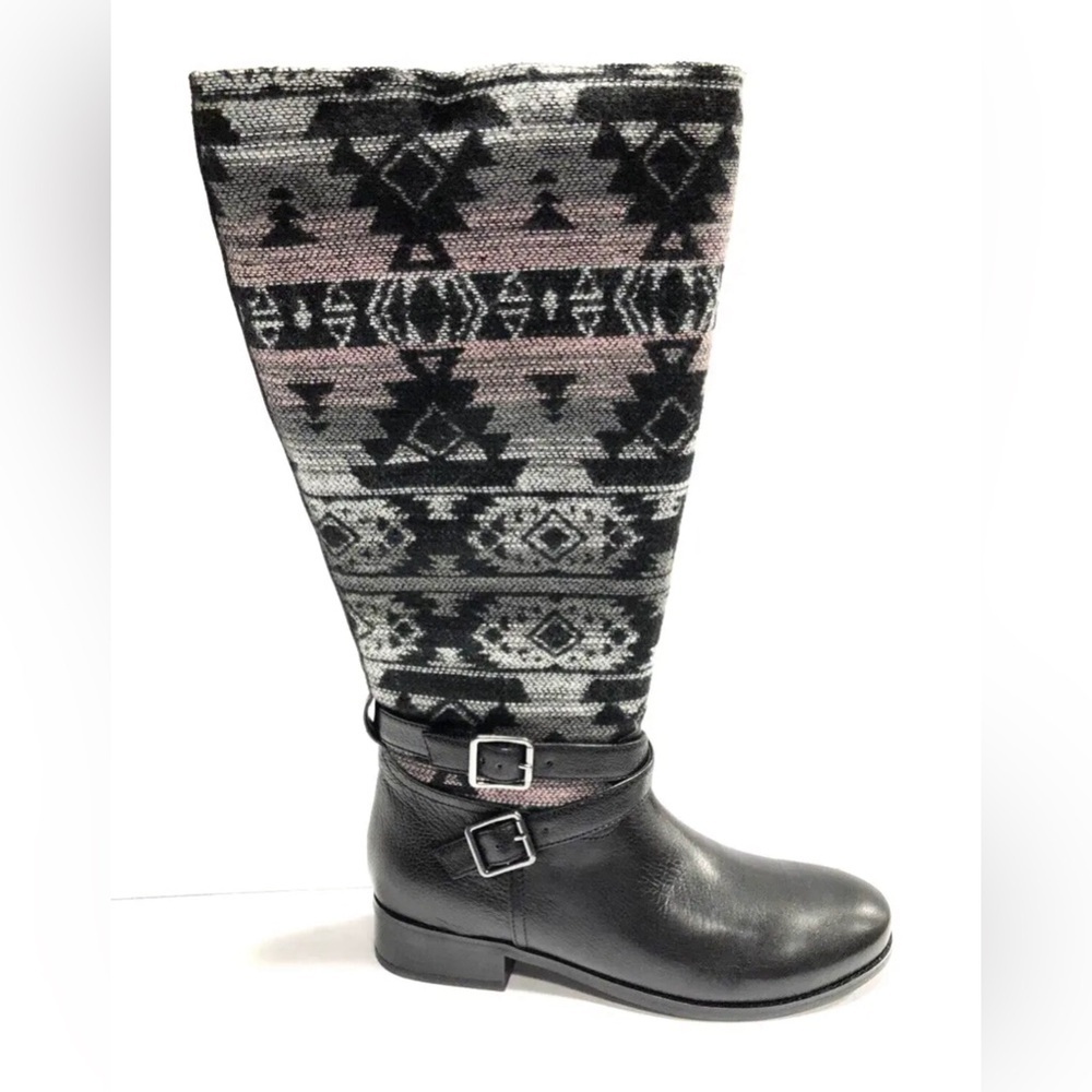 Trotters Women's Liberty, Black Multi Zip Boots, Size 8M